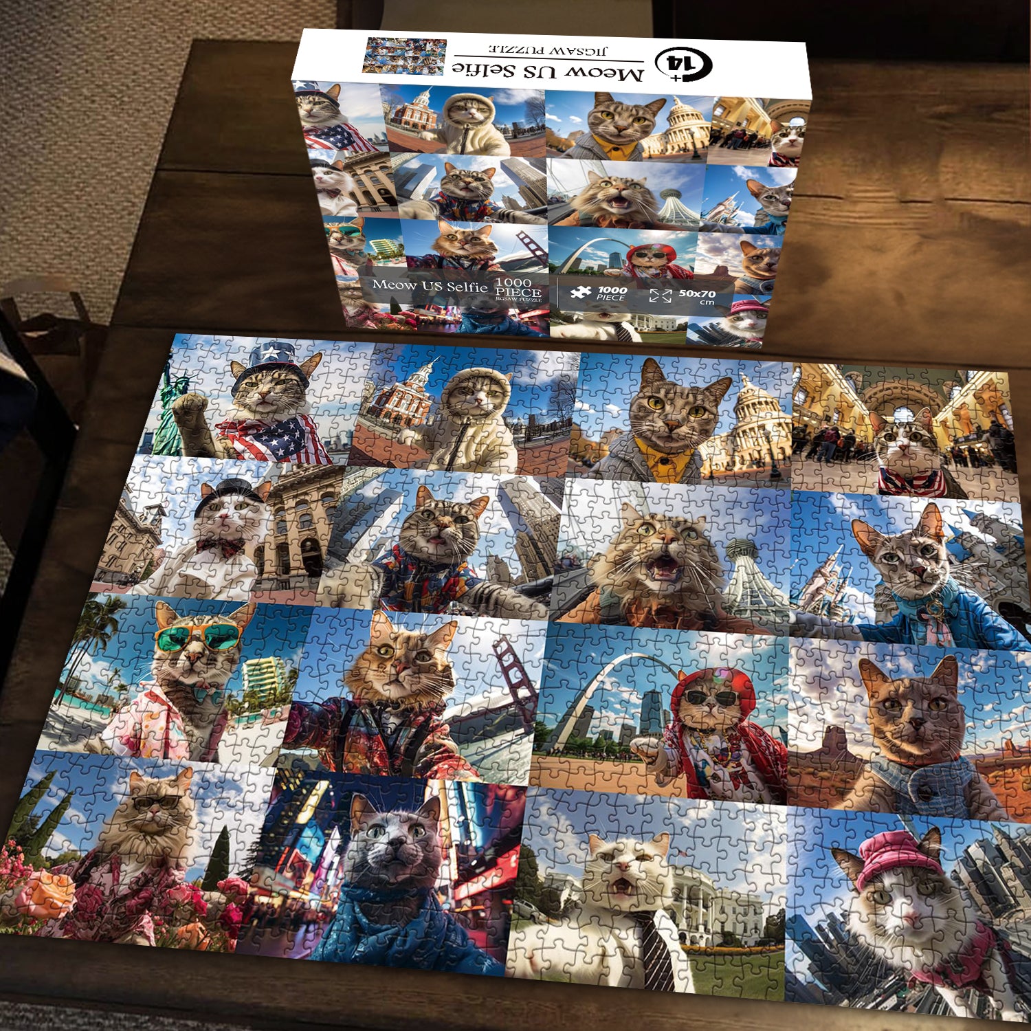 Miauen Sie uns Selfie -Puzzle 1000 Stücke