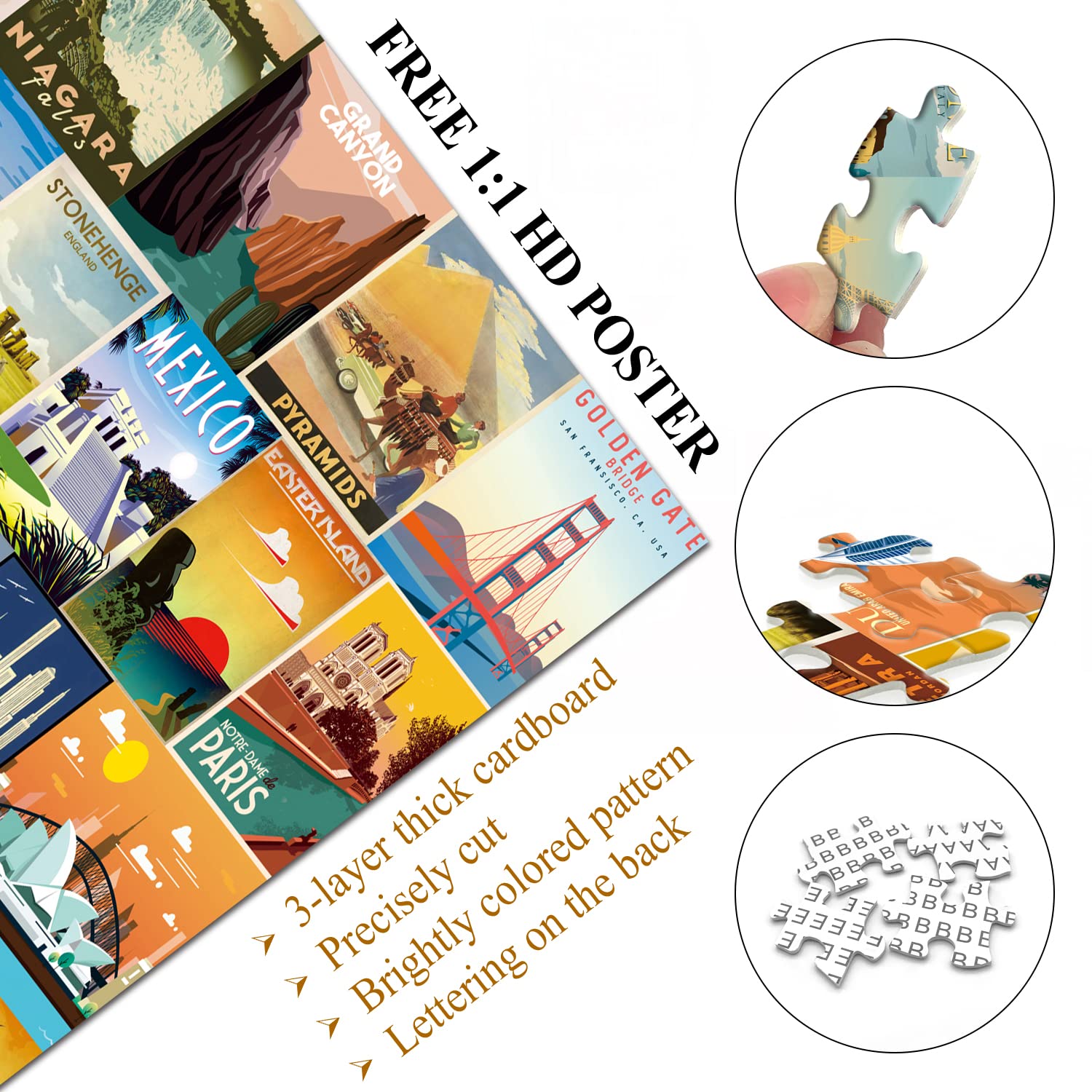 Vintage World Travel Jigsaw Puzzle 1000 Stücke