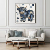 Rompecabezas de vaca de las tierras altas de mezclilla azul, 1000 piezas