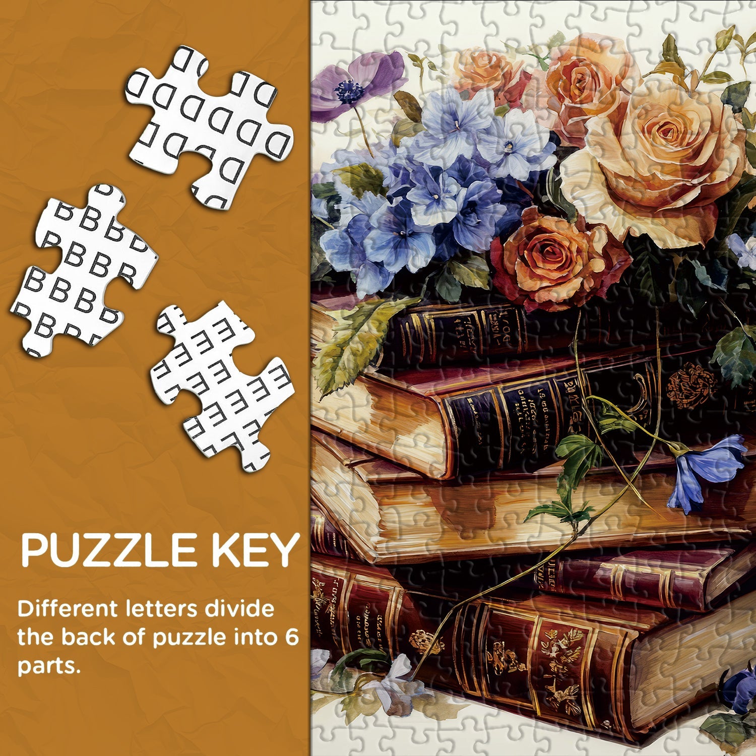 Stained Glass Flower 1000 Piece Puzzle For Adults - Colorful Vintage Floral Art Challenging Jigsaw