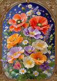 Rompecabezas de flores con marco dorado, 1000 piezas