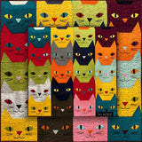 Colorful Cat Faces Jigsaw Puzzle 1000 Pieces