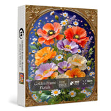 Rompecabezas de flores con marco dorado, 1000 piezas