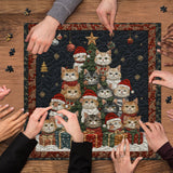 Cat Christmas Tree Jigsaw Puzzle 1000