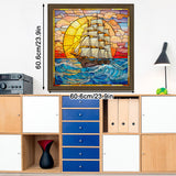 Stained Glass Sunset Saiboat Jigsaw Puzzle 1000 Pieces