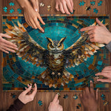 Stained Glass Soaring Owl Jigsaw Puzzle 1000 Pieces