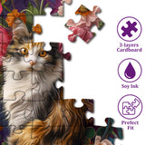 Cat and Flowers Jigsaw Puzzle 1000 Pieces