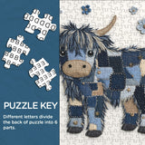 Rompecabezas de vaca de las tierras altas de mezclilla azul, 1000 piezas