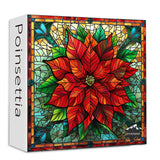 Stained Glass Poinsettia Christmas Jigsaw Puzzle 1000 Pieces