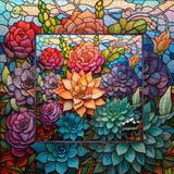 Stained Glass Colorful Succulent Jigsaw Puzzle 1000 Pieces