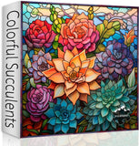 Stained Glass Colorful Succulent Jigsaw Puzzle 1000 Pieces