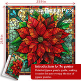 Stained Glass Poinsettia Christmas Jigsaw Puzzle 1000 Pieces