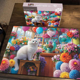 Chat parmi les fleurs puzzle 1000 pièces 1000 pièces