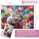 Chat parmi les fleurs puzzle 1000 pièces 1000 pièces